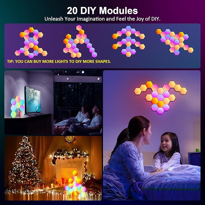 OJQ 20 Pack Hexagon Lights Wall RGB Panel - Image 3