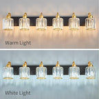 Modern Bathroom Vanity Light 6-Lights Black Gold Crystal Wall Light Fixture - Image 6