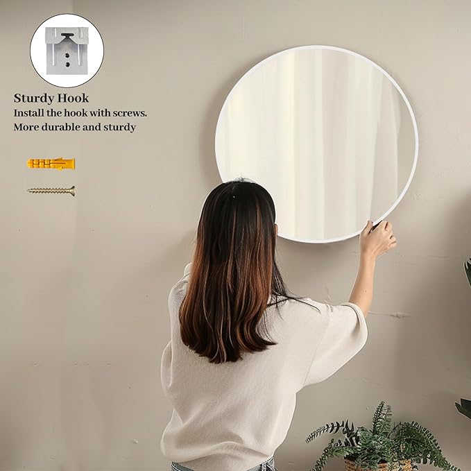 Sunniry White Circle Mirror, Round Mirror 20 inch, Circle Mirrors - Image 5