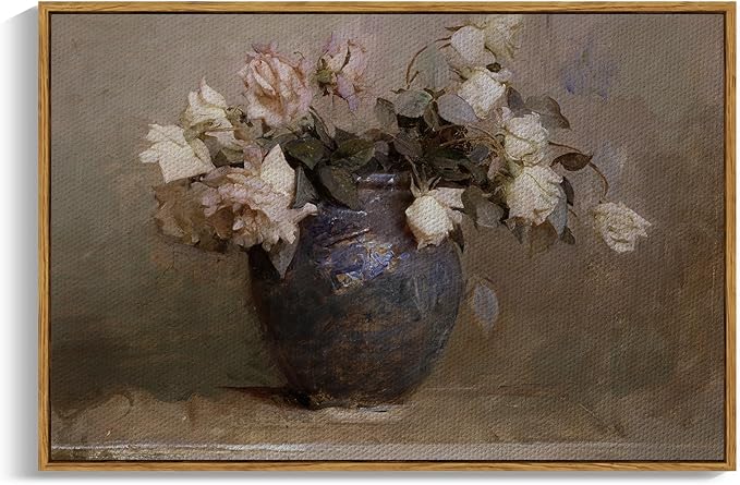 InSimSea Framed Canvas Wall Art Vintage Decor, Retro Floral Rustic Decorations by InSimSeaArt