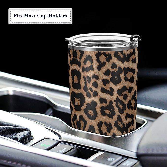 Tumbler Stainless Steel Vacuum Insulated Cup Double Walled, Simple Thermos Cheeteh Leopard Print Travel Mug for Coffee, Beverages, Tea with Straw and Lid