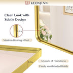 Keonjinn Gold Bathroom Vanity Mirror 48 x 36 Inch Large Rounded Rectangle - Image 3
