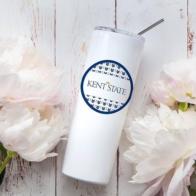 Kent State University Skinny Tumbler, Water Tumbler, Stainless Steel Tumbler, Tumbler Cup, Tumbler with Straw and Lid, Double Wall, Stainless Tumbler (Kent State University #20)