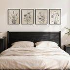 Framed Vintage Botanical Wall Art, 4 Piece Neutral Rustic Boho Floral Canvas - Image 2