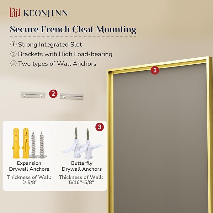 Keonjinn 60" x 36" Gold Bathroom Mirrors - Image 8