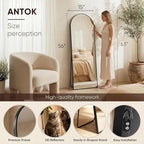 Antok 56" x15” Arched Full Length Floor Mirror, Free Standing/Wall Mount/Leaning - Image 4