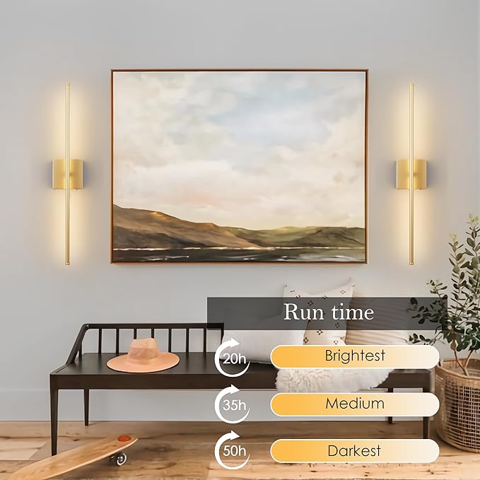 KARTOOSH 28.3 Inch 9 RGB Color Battery Operated Wireless Wall Sconces Set of Two - Image 3
