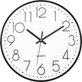 Foxtop 14 Inch Black Wall Clock Large Silent Non-Ticking Battery Operated Round by Foxtop