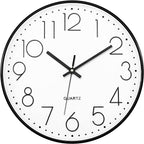 Foxtop 14 Inch Black Wall Clock Large Silent Non-Ticking Battery Operated Round by Foxtop