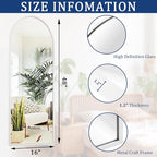 White 48"x16" Arched Full Length Mirror, Large Bathroom Wall Mirror Metal - Image 7