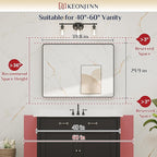 Keonjinn Brushed Nickel Mirror 40 x 30 Inch Large Silver Bathroom Mirror - Image 6