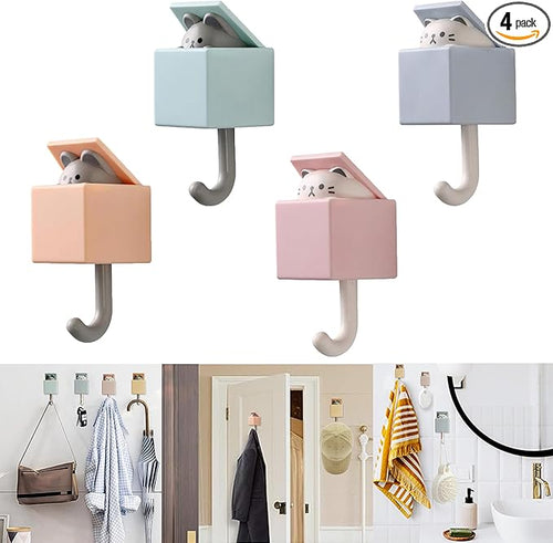 4pcs Cute Self Adhesive Towel Hooks by FUZSKWID