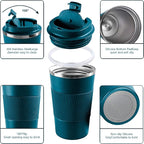 YINBAOGE Insulated Travel Coffee Mug, Spill & Leak Proof, Portable To Go Camping Stainless Steel Coffee Tumbler, Reusable Thermal Coffee Cup with Lid for Hot & Cold Drinks (Blue, 12 OZ)