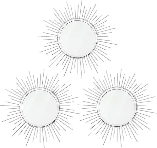 3 Pack Metal Mirrors for Wall Sunburst Wall Mirrors Home Décor Decorative by Uaussi