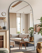 DMWOODFL 77"x38" Black Arched Full Length Mirror - Image 6
