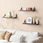 YGEOMER Brown Floating Shelves for Wall, 16.5 Inch Farmhouse Wall Shelves for - Image 5
