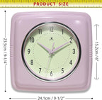 Infinity Instruments Square Retro Wall Clock, Pastel Pink - Image 7