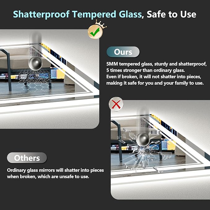 20x28 LED Bathroom Mirror with Lights, Backlit and Front Lit Anti-Fog Lighted - Image 7