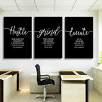 Hustle Quotes Execute Prints, Framed Canvas Wall Art Success Quote, Office Wall - Image 5