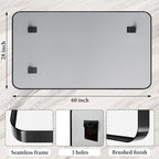 60X28 Inch Black Metal Framed Bathroom Mirror - Image 3
