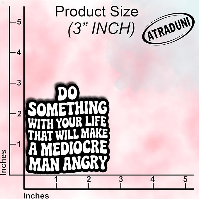 (3Pcs) Do Something with Your Life That Will Make A Mediocre Man Angry Stickers Feminist Empowerment Quote Motivational Gifts Waterproof Vinyl Decals for Laptop Water Bottle Size 3" x 2.5"