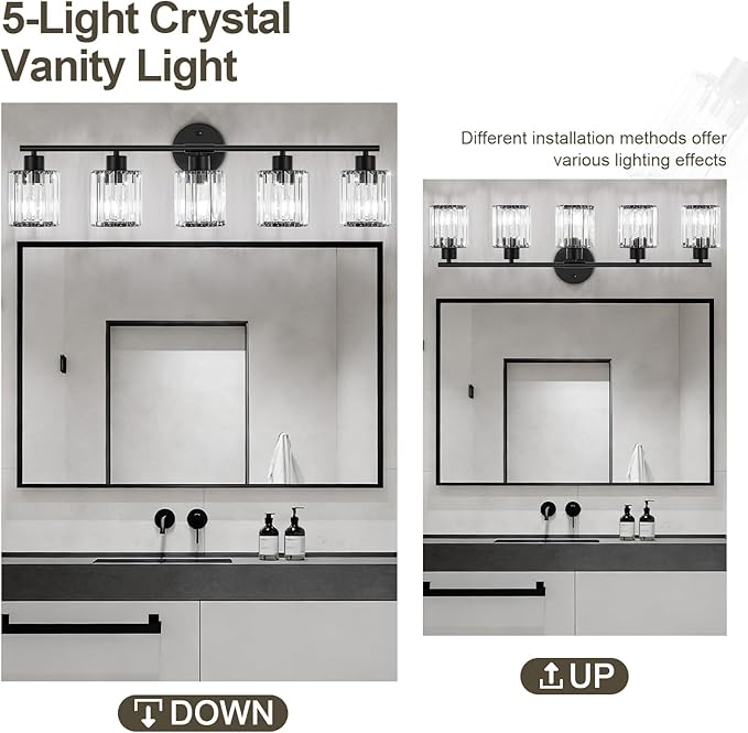 Crystal Bathroom Light Fixtures, Bathroom Lighting Fixtures Over Mirror - Image 5