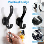 4 Pack Coat Hooks Wall Mount Heavy Duty Utility Retro Double Hooks - Image 8