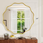 Round Wavy Mirror, 30 Inch Metal Frame Circle Mirror, Round Wall Mounted - Image 5