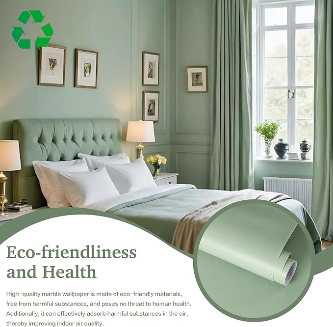 Dimoon 17.3''x78.7''Peel and Stick Wallpaper Light Green Contact Paper - Image 2