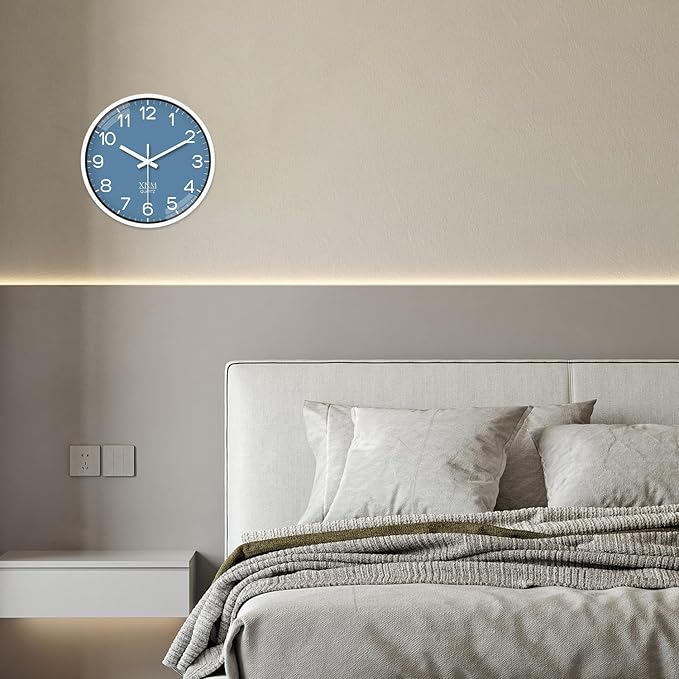 XNM Blue Minimalist Wall Clocks Battery Operated 8 Inch Classic Analog Clock - Image 4