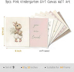 9pcs Nursery Pink Wall Art Baby Girl Canvas Wall Art Vintage Floral Prints Kids - Image 3