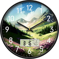 14'' Silent Non-Ticking Rustic Mountain Wildflowers Wall Clock, Battery by SCOAGE