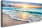 Baisuart S02250 Canvas Prints Wall Art Beach Sunset Ocean Waves Nature Pictures by Baisuart