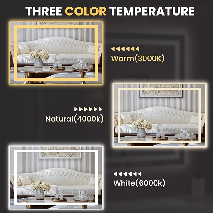 LOAAO 50"x36" LED Bathroom Mirror - Image 5