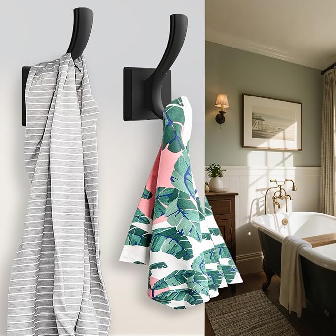 TOFIIGREM Black Towel Hooks Coat Hook, Towels Robe Holder - Image 3