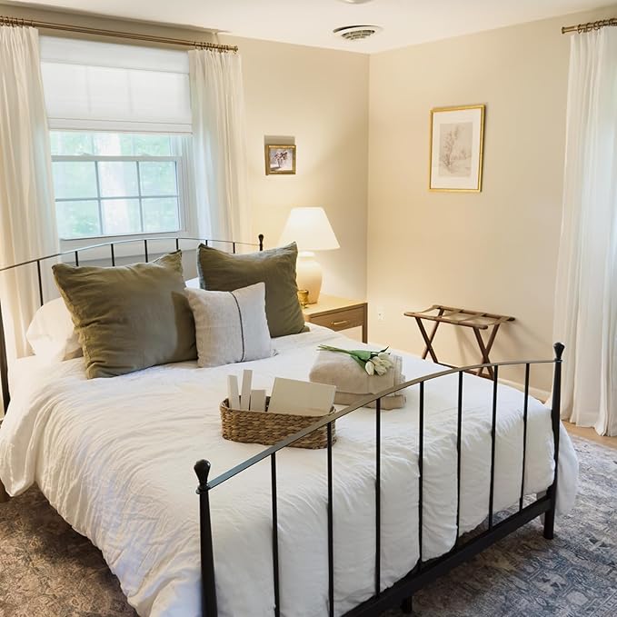 TWOPAGES Natural Woven No Drill Roman Shades, Custom Cordless Light Filtering - Image 3