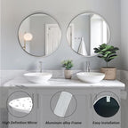 Sunniry Silver Round Mirror 24 inch, 2 Pack Silver Circle Mirror, Round - Image 2