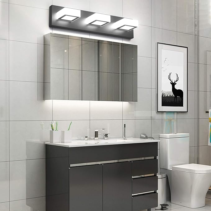 Ralbay 3 Light Dimmable Bathroom Vanity Light LED Modern Matte Black Vanity - Image 6