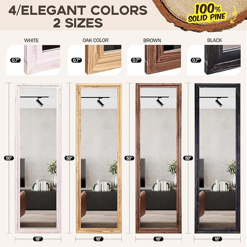 50"x16" Door Mirror, Rustic Full Length Mirror, Over The Door Hanging Mirrors - Image 2