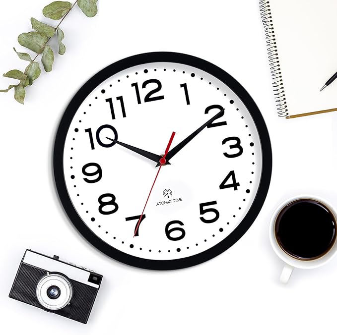 Roymnie Atomic Wall Clock 10 Inch, Modern Clock Battery Operated Classic Analog - Image 7