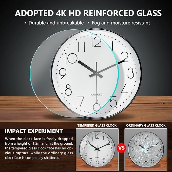 Wall Clock, Silent Wall Clocks Battery Operated 10 Inch Modern Non Ticking - Image 5