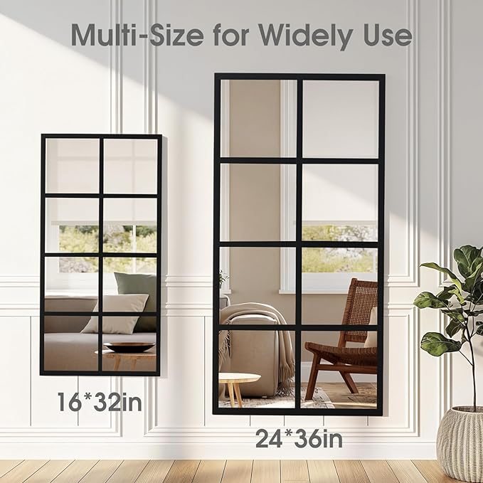 DUMOS Wall Mirror 16" x 32", Metal Framed Wall Mounted Mirror - Image 4
