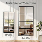 DUMOS Window Pane Mirror Set of 2, 16x32 Inch Rectangle Decorative Wall Mirrors - Image 7
