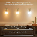 Gold Battery Operated Wall Sconce Set of 2, Wireless Rechargeable Sconces Wall - Image 3