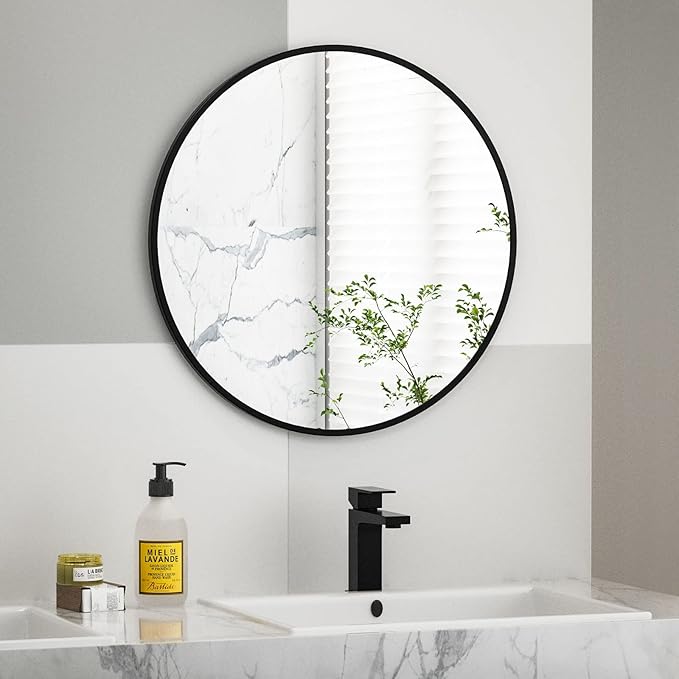 HARRITPURE Round Mirror 19.6" Black Wall Mounted Circle Mirror - Image 8