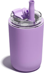 10 oz Insulated Coffee Tumblers, Travel Coffee Tumblers with Straw, Double-Wall Stainless Steel Tumbler, Leak Proof Tumbler, Reusable Cups with Lids for lced and Hot Drinks (Purple)