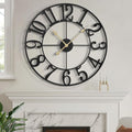 LEIKE Large Wall Clock, Battery Operated, Decorative Retro Black Metal Clock by LEIKEWALLCLOCK