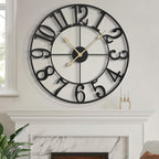 LEIKE Large Wall Clock, Battery Operated, Decorative Retro Black Metal Clock by LEIKEWALLCLOCK