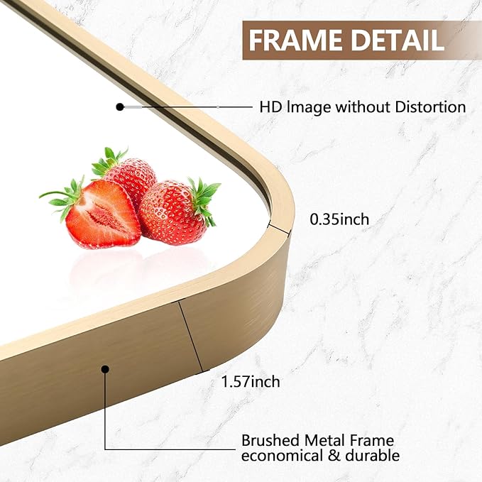 Gold Mirror, 16x24 Inch Framed Rectangle Mirror - Image 3