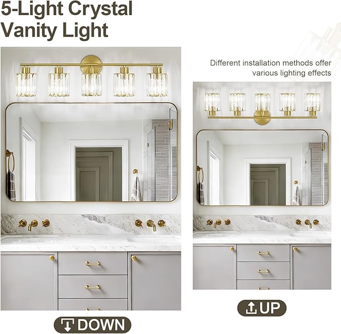 Crystal Bathroom Light Fixtures, Bathroom Lighting Fixtures Over Mirror - Image 5